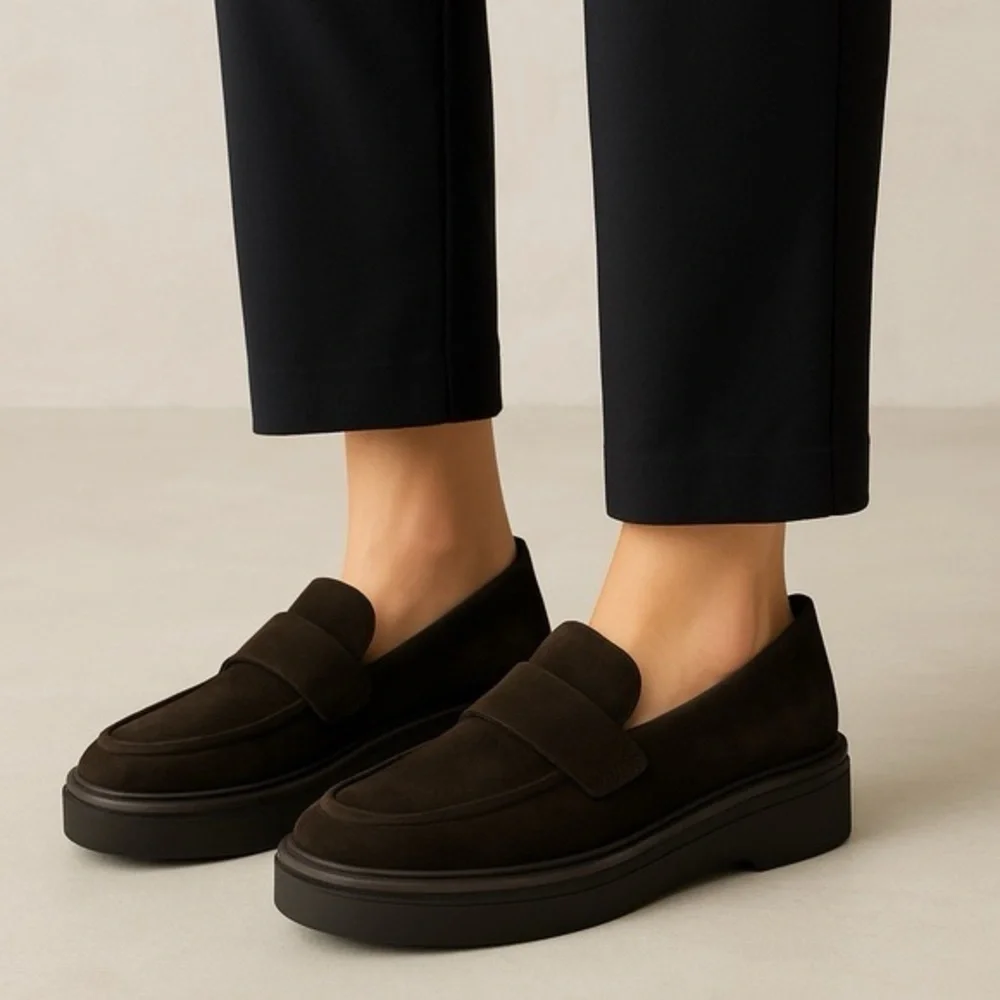 Aquatalia Lorita Genuine Leather Suede Weatherproof Loafers 38/7.5 Slip On Shoes - Picture 1 of 6